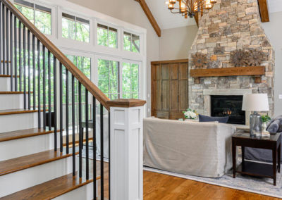 Bailey Living Room Fireplace Seen From Stairs