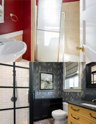 Before and after bathroom - a stunning transformation from rustic to luxurious.